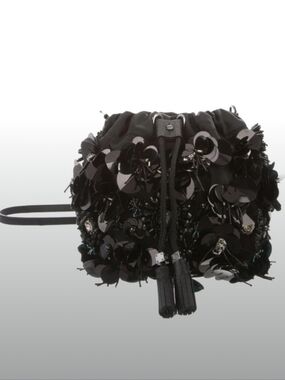 Tory Burch-Mini Flower Cluster Bead Stone Palettes Satin Crossbody Bag 🖤